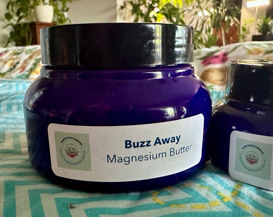 Buzz Away Magnesium Butter, handmade by Transforming Massage